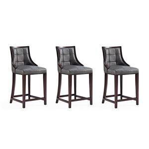 Ensemble de 3 tabourets de comptoir Manhattan Comfort Fifth Avenue en similicuir gris