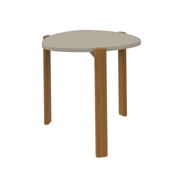 Manhattan Comfort Gales Greige Mid-Century Modern 2-Piece End Table and Coffee Table with Solid Wood Legs