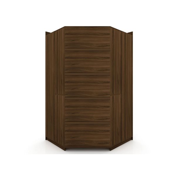 Manhattan Comfort Mulberry Brown Modern Corner Wardrobe Closet with 2 Hanging Rods