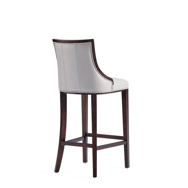 Manhattan Comfort Fifth Avenue Set of 3 Light Grey Faux Leather Barstool