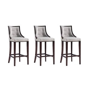 Manhattan Comfort Fifth Avenue Set of 3 Light Grey Faux Leather Barstool