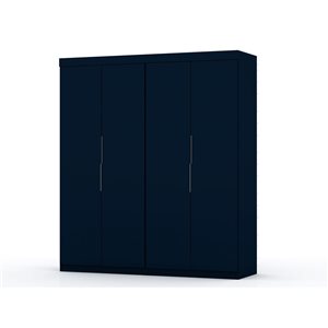 Manhattan Comfort Mulberry Set of 2 Midnight Blue Sectional Modern Wardrobe Closet with 4 Drawers