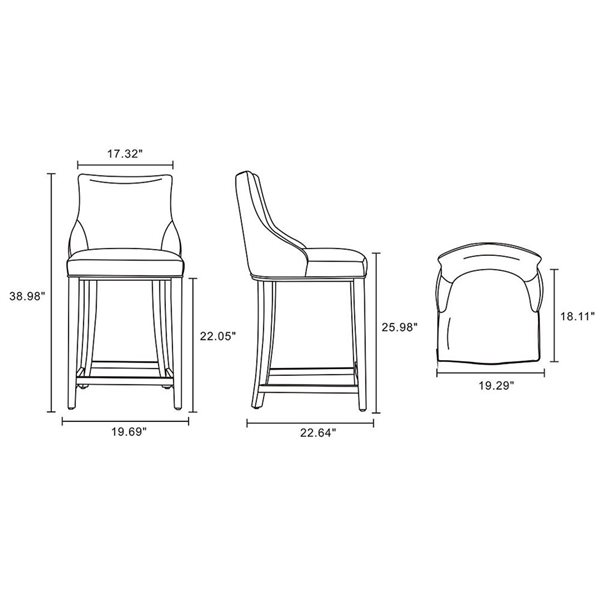 Manhattan Comfort Shubert Light Grey Leatherette Upholstered Counter Stool