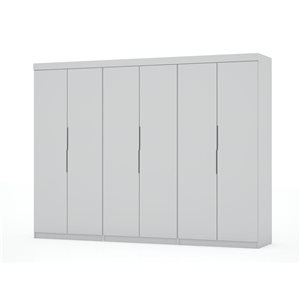 Ensemble de 3 armoires-penderies sectionnelles Manhattan Comfort Mulberry blanc avec 6 tiroirs