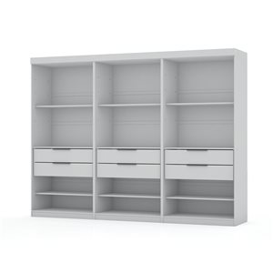 Ensemble de 3 armoires-penderies sectionnelles Manhattan Comfort Mulberry blanc avec 6 tiroirs