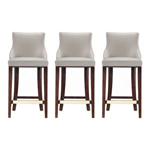 Ensemble de 3 tabourets de bar Manhattan Comfort Shubert rembourré en similicuir gris clair