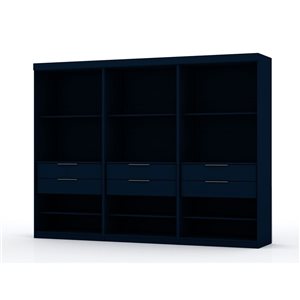 Manhattan Comfort Mulberry Set of 3 Midnight Blue Sectional Modem Wardrobe Closet with 6 Drawers