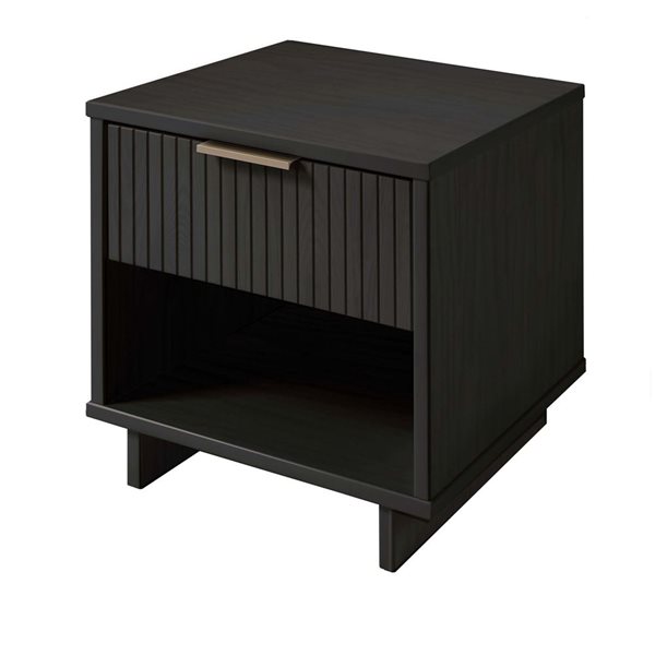 Manhattan Comfort Granville Dark Grey Modern Nightstand with 1 Full Extension Drawers