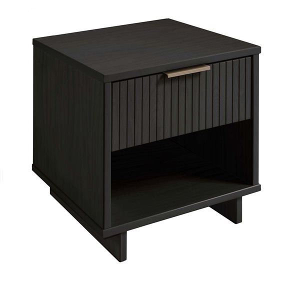 Manhattan Comfort Granville Dark Grey Modern Nightstand with 1 Full Extension Drawers