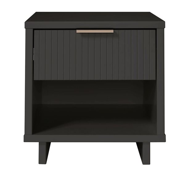 Manhattan Comfort Granville Dark Grey Modern Nightstand with 1 Full Extension Drawers