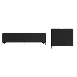 Manhattan Comfort Bogardus Black Mid-Century Modern 2-Piece TV Stand Living Room Set with Accent Cabinet