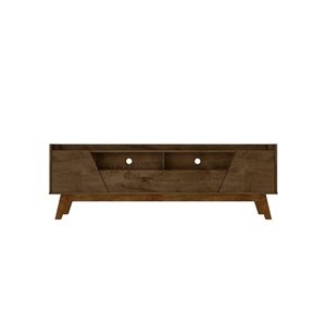 Manhattan Comfort Marcus 70.86-in Rustic Brown Mid-Century Modern TV Stand with Solid Wood Legs