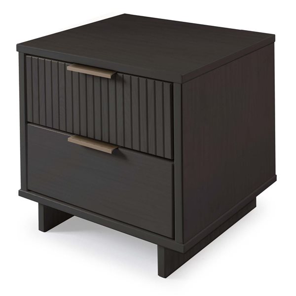 Manhattan Comfort Granville Dark Grey Modern Nightstand with 2 Full Extension Drawers