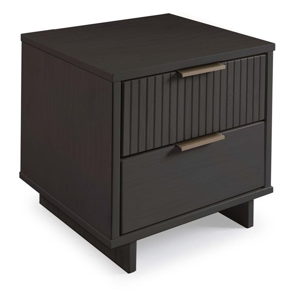 Manhattan Comfort Granville Dark Grey Modern Nightstand with 2 Full Extension Drawers