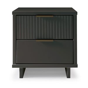 Manhattan Comfort Granville Dark Grey Modern Nightstand with 2 Full Extension Drawers