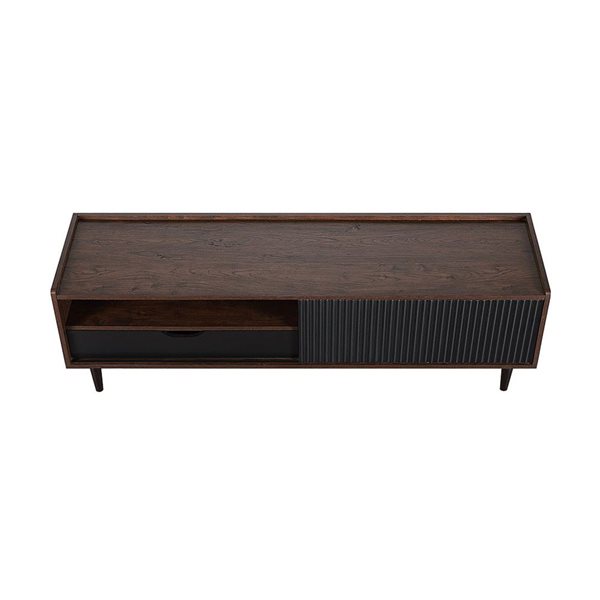 Manhattan Comfort Duane 59.25-in Dark Brown and Black Modern Ribbed TV Stand