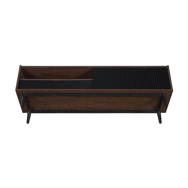 Manhattan Comfort Duane 59.25-in Dark Brown and Black Modern Ribbed TV Stand