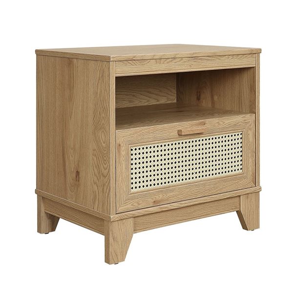 Manhattan Comfort Sheridan Nature Modern Cane Nightstand
