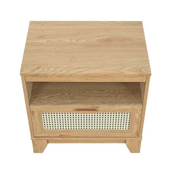 Manhattan Comfort Sheridan Nature Modern Cane Nightstand