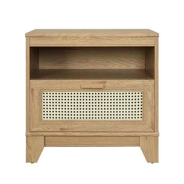 Manhattan Comfort Sheridan Nature Modern Cane Nightstand