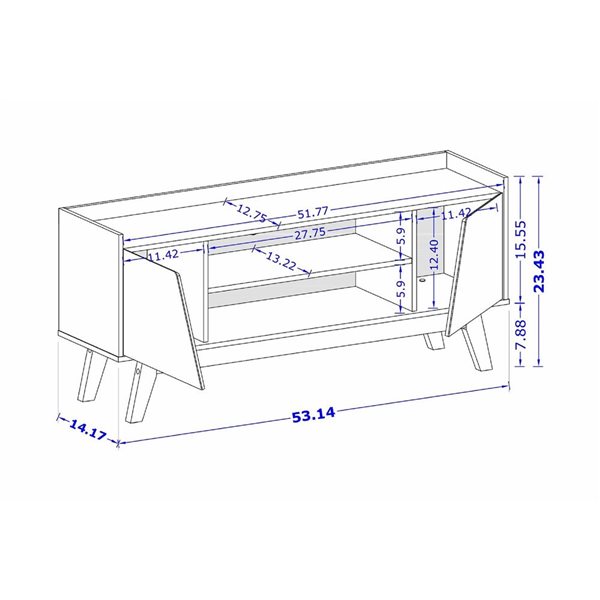 Manhattan Comfort Marcus 53.14-in Matte Black Mid-Century Modern TV Stand with Solid Wood Legs