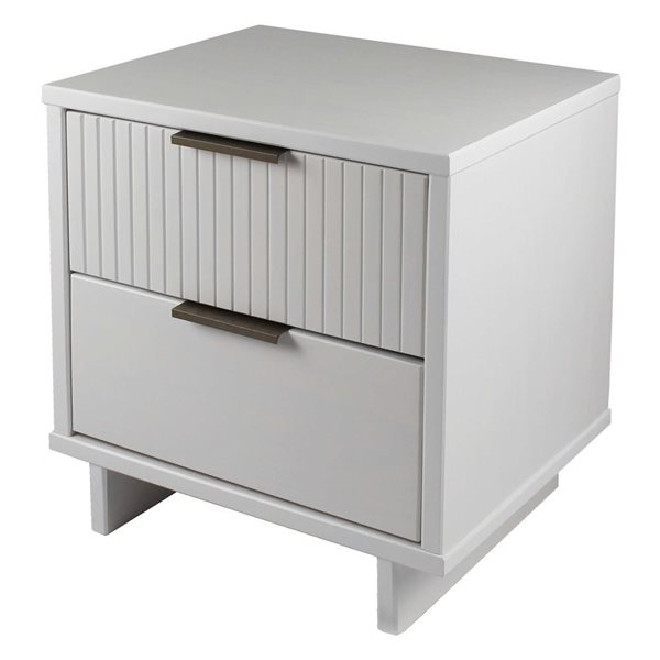 Manhattan Comfort Granville White Modern Nightstand with 2 Full Extension Drawers