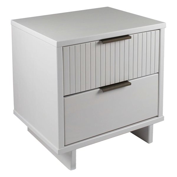 Manhattan Comfort Granville White Modern Nightstand with 2 Full Extension Drawers