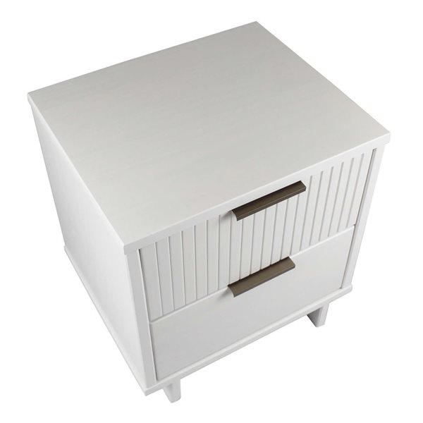 Manhattan Comfort Granville White Modern Nightstand with 2 Full Extension Drawers