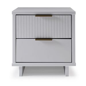 Manhattan Comfort Granville White Modern Nightstand with 2 Full Extension Drawers