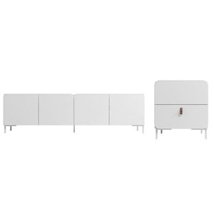 Ensemble salon 2 pcs Bogardus de Manhattan Comfort moderne milieu du siècle avec meuble TV et armoire d'appoint,  blanc