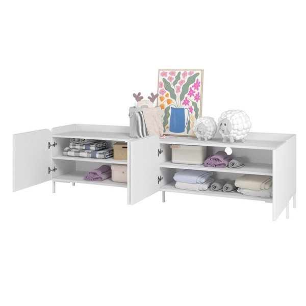 Ensemble salon 2 pcs Bogardus de Manhattan Comfort transitionnel avec meuble TV et armoire d'appoint,  blanc