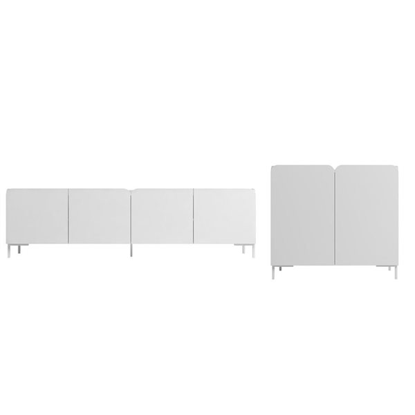 Manhattan Comfort Bogardus White Transitional 2-Piece TV Stand Living Room Set with Accent Cabinet