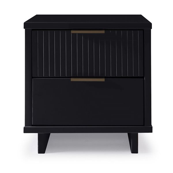 Manhattan Comfort Granville Black Modern Nightstand with 2 Full Extension Drawers