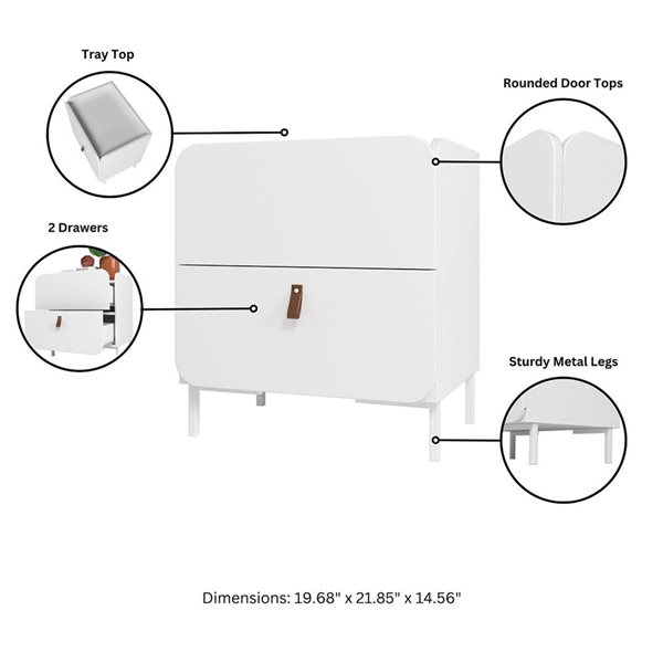 Mobilier salon 3 pcs Bogardus Manhattan Comfort moderne milieu du siècle blanc, meuble TV et armoire et table d'appoint