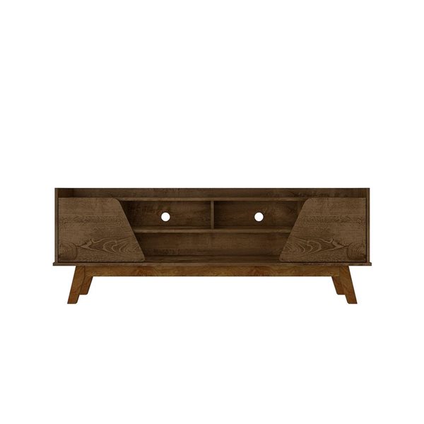 Manhattan Comfort Marcus 62.99-in Rustic Brown Mid-Century Modern TV Stand with Solid Wood Legs