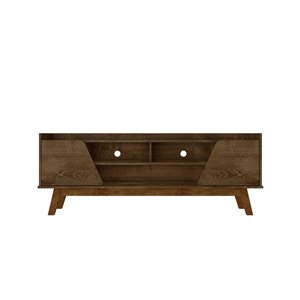 Manhattan Comfort Marcus 62.99-in Rustic Brown Mid-Century Modern TV Stand with Solid Wood Legs