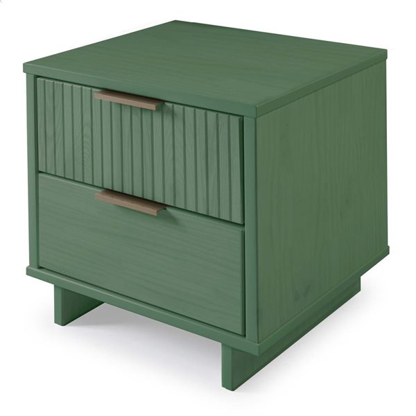 Manhattan Comfort Granville Sage Green Modern Nightstand with 2 Full Extension Drawers