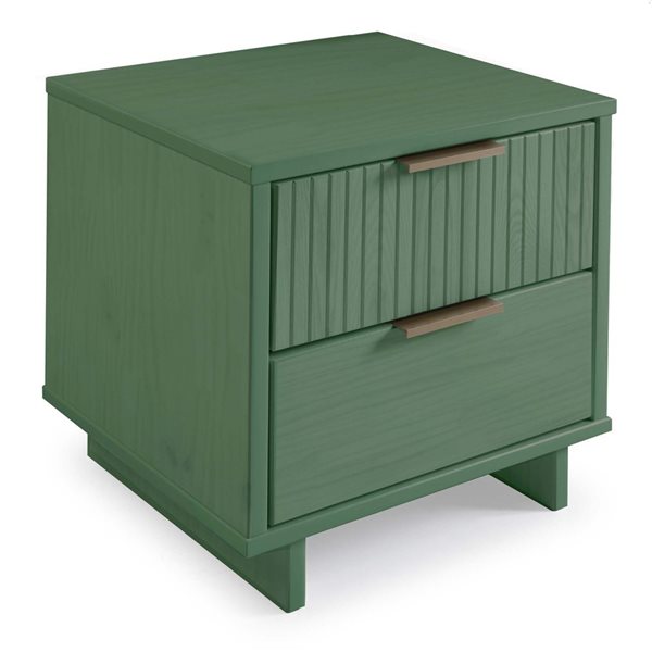 Manhattan Comfort Granville Sage Green Modern Nightstand with 2 Full Extension Drawers