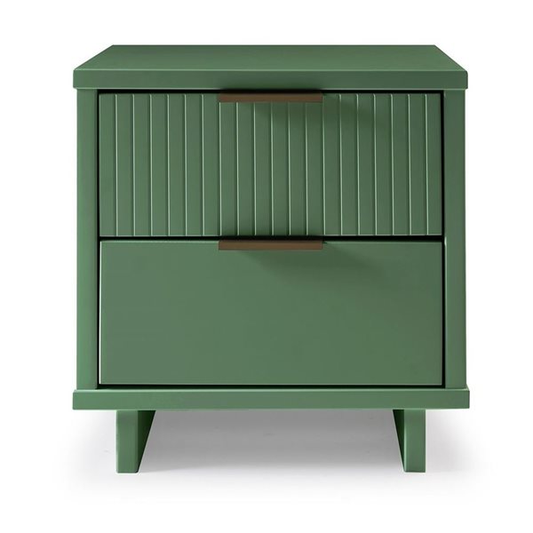 Manhattan Comfort Granville Sage Green Modern Nightstand with 2 Full Extension Drawers