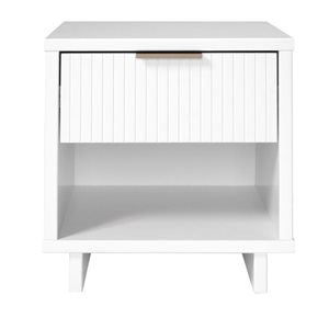 Manhattan Comfort Granville White Modern Nightstand with 1 Full Extension Drawers