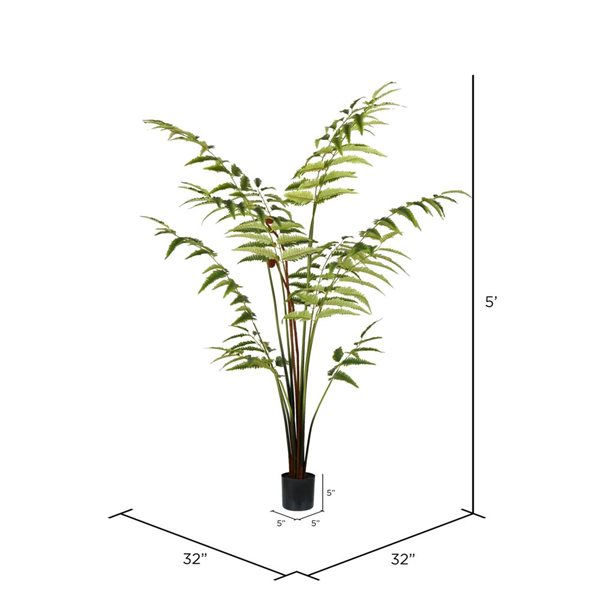 Vickerman 5-ft Artificial Potted Leather Fern