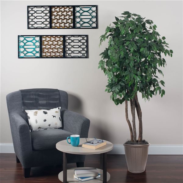 Vickerman 6-ft Artificial Ficus Executive Tree in Brown Round Plastic Container