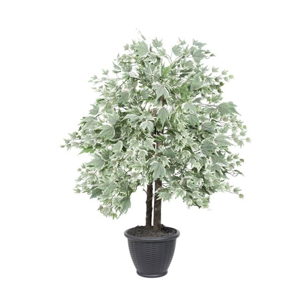 Vickerman 4-ft Artificial Silver Maple Bush in Gray Round Plastic Container