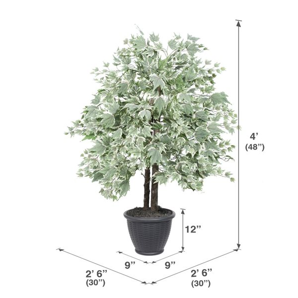 Vickerman 4-ft Artificial Silver Maple Bush in Gray Round Plastic Container