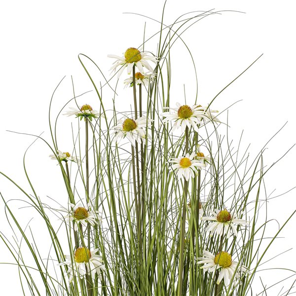 Vickerman 60-in Artificial Potted Green Grass and Daisies