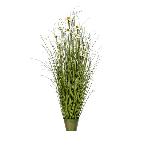 Vickerman 60-in Artificial Potted Green Grass and Daisies