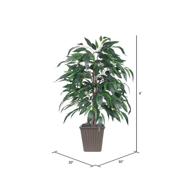 Vickerman 4-ft Artificial Mango Bush in Brown Square Plastic Container