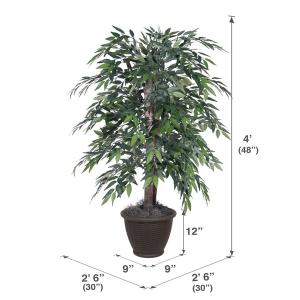 Vickerman 4-ft Artificial Green Smilax Bush in Brown Plastic Container