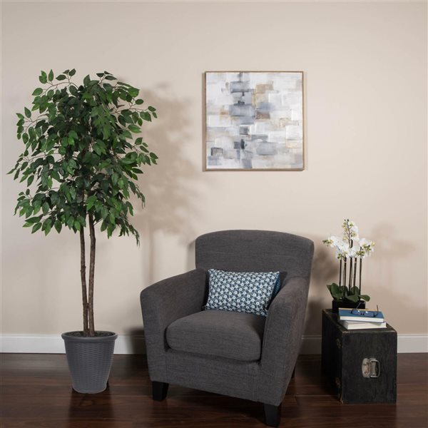 Vickerman 6-ft Artificial Ficus Tree in Gray Round Plastic Container