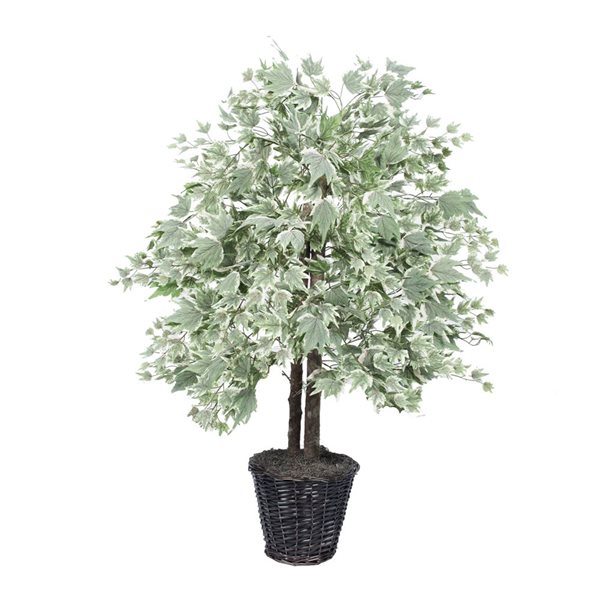 Vickerman 4-ft Artificial Silver Maple Bush in Rattan Basket